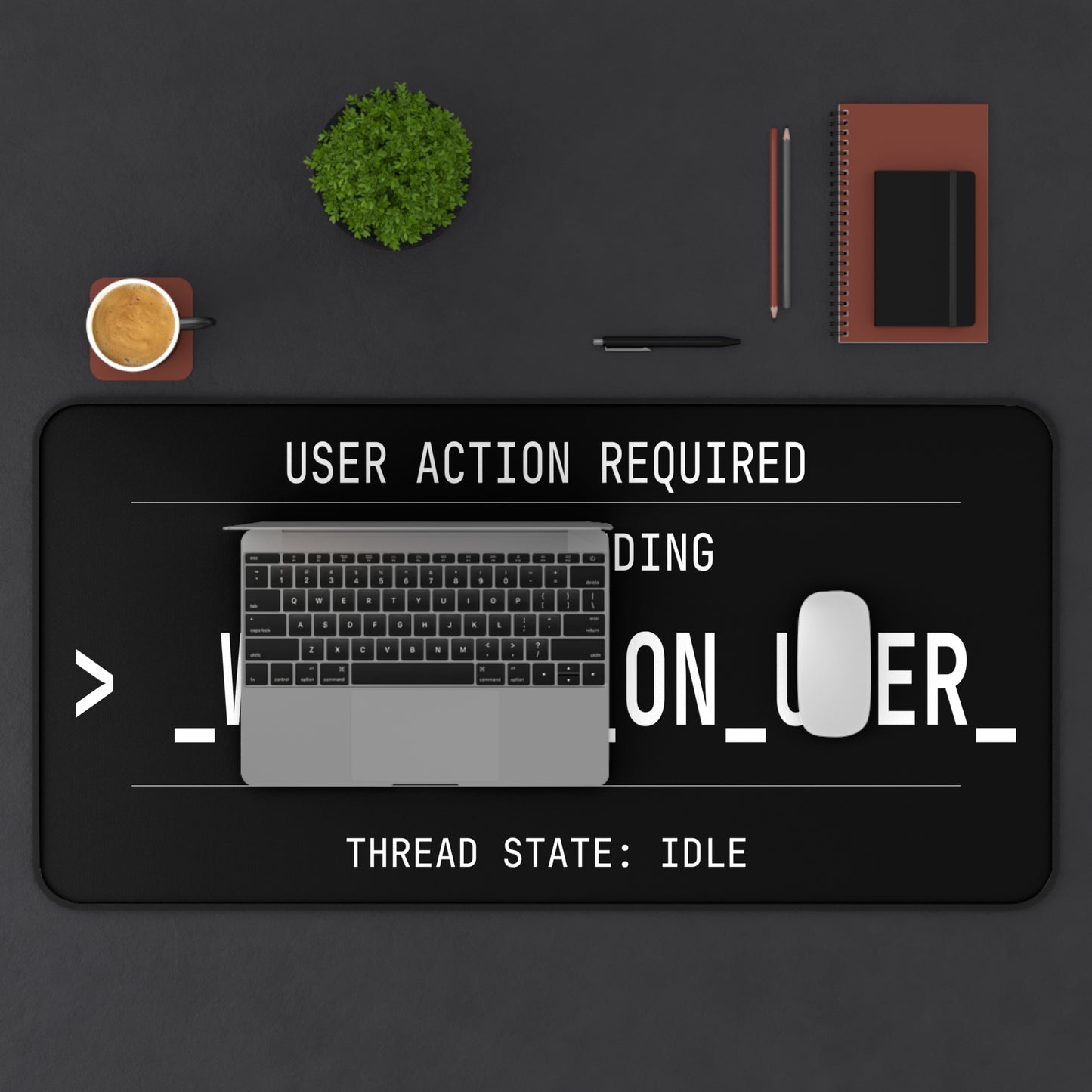 Waiting On User Desk Mat | Terminal Style Computer Keyboard Mat for IT Professionals