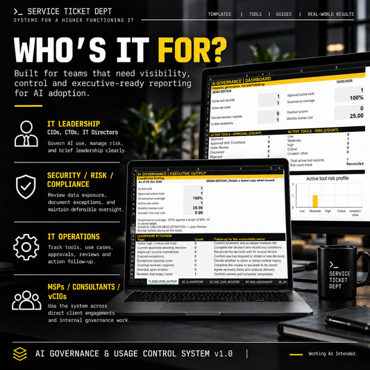 AI governance system for IT leaders, security teams, MSPs, vCIOs, and consultants