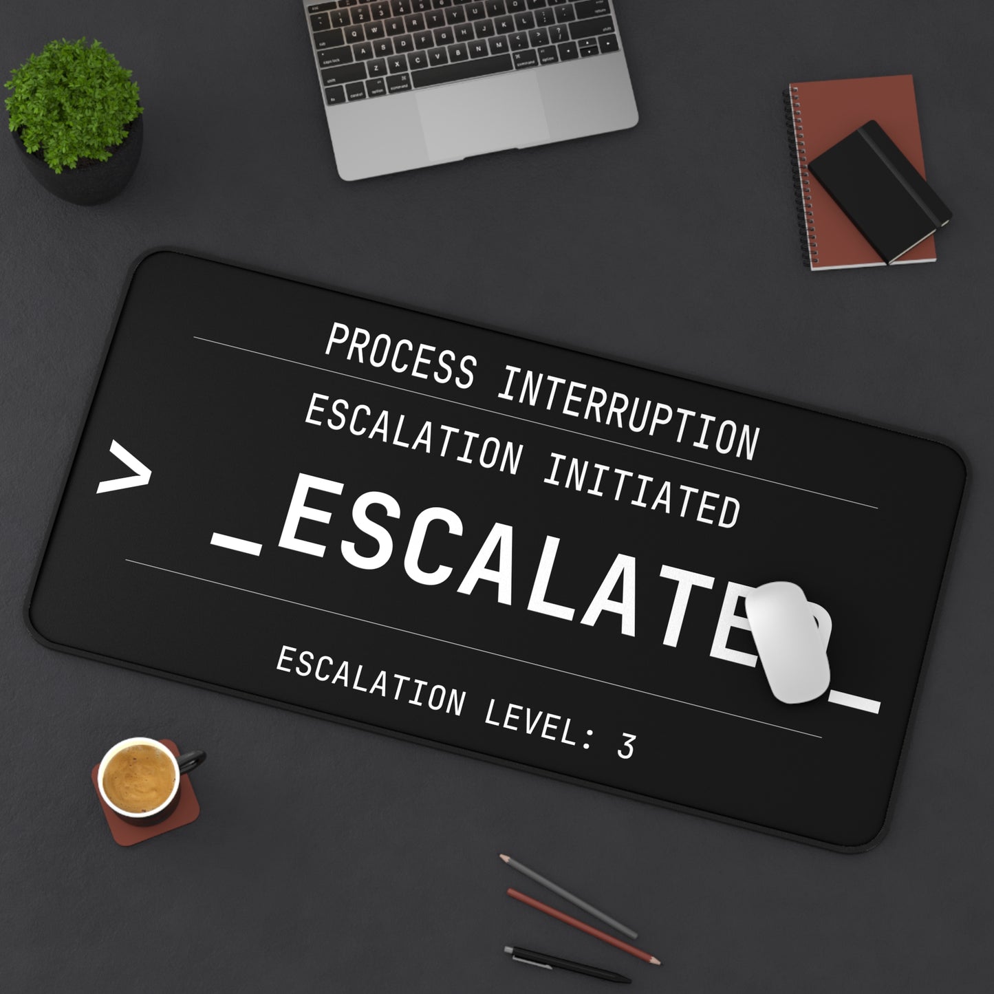 Escalated Desk Mat | Terminal Style Computer Keyboard Mat for IT Professionals