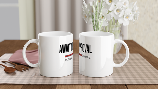 Awaiting Approval | Desk Mug (Red Bar)